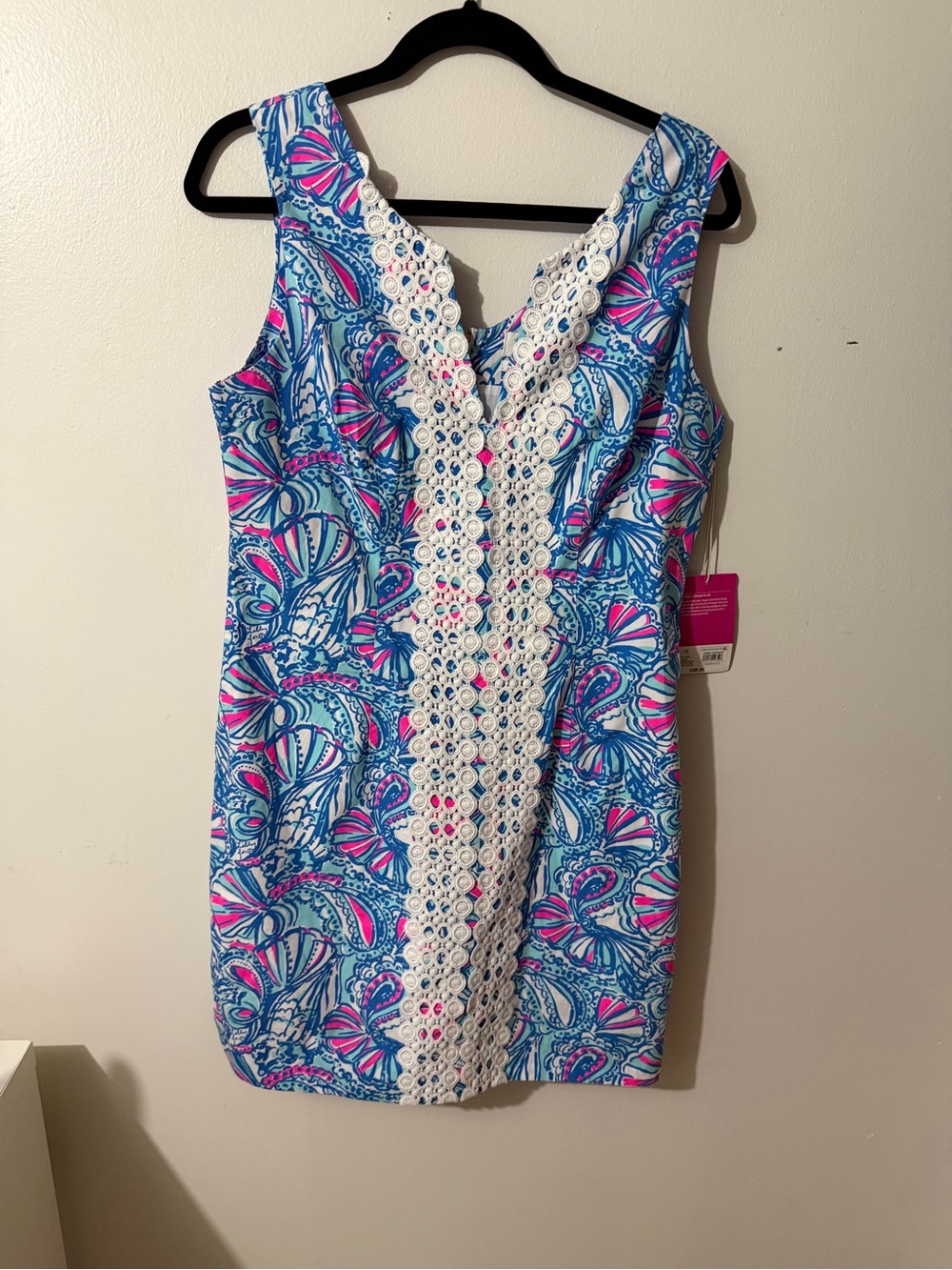 Lilly Pulitzer 20th Anniversary Blue Pink Paisley Lace Panel Shift
